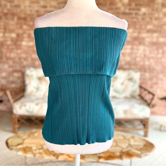 WHBM Teal Ribbed Off Shoulder Top XL - Picture 4 of 15